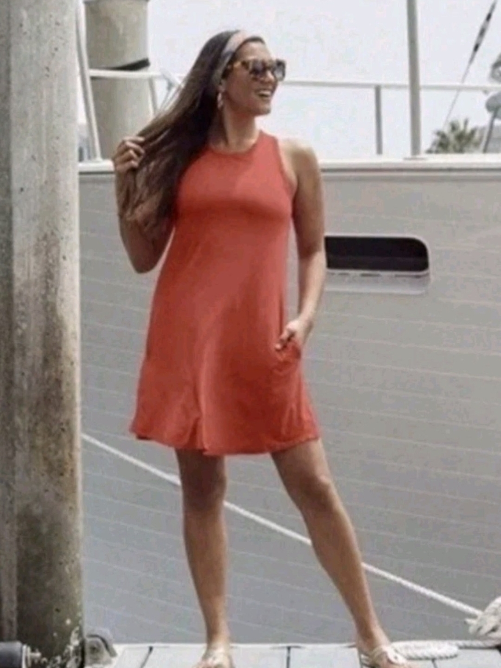 Shebird The Tunic Tank Bra Dress Women's 5 Rust Color Sleeveless Stretch Basic